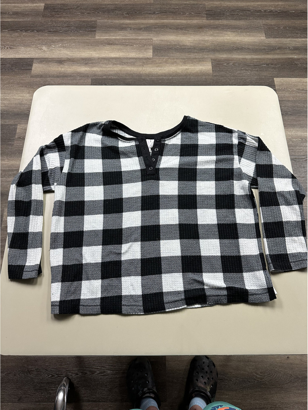 Joyspun Black and White Checkered Long Sleeve Shirt Size L (12-14)